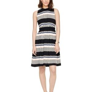 Kate Spade New York Bay Stripe Pleated Sleeveless Knee-Length Dress size 4